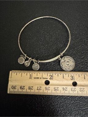 Alex and Ani Silver-Tone Notre Dame Round Logo Charm Bangle